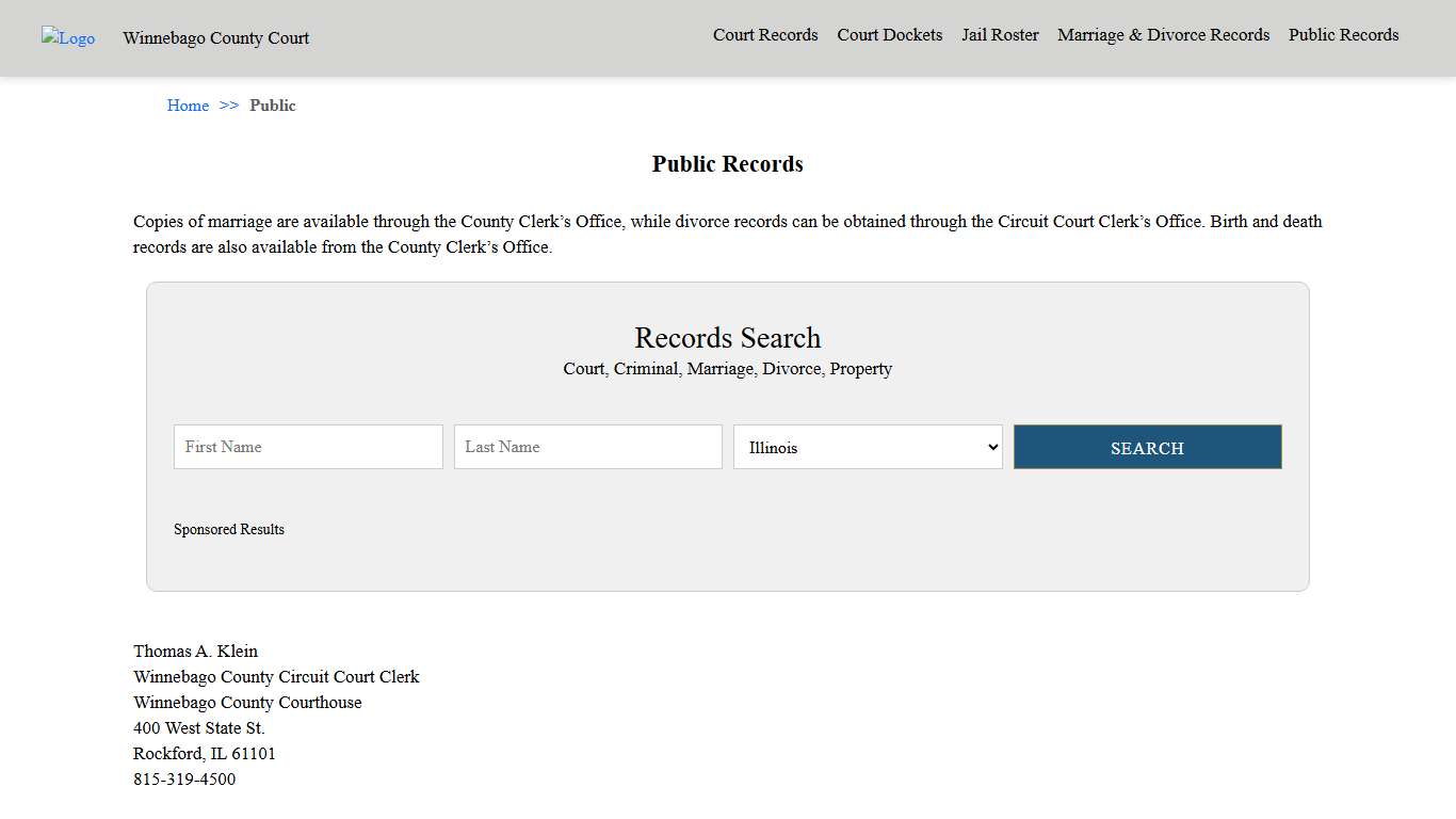 Public Records Winnebago County Court