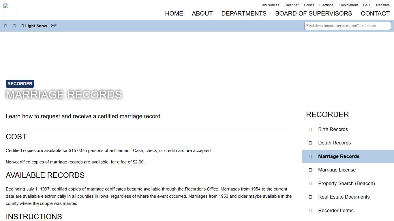 Marriage Records - Recorder’s Office - Winnebago County, IA